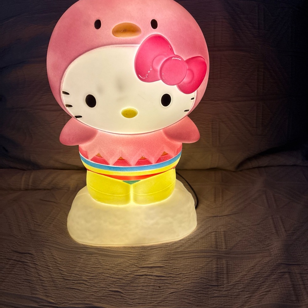 Hello Kitty Pink and Yellow Lamp lighted decor 12inch tall NWT